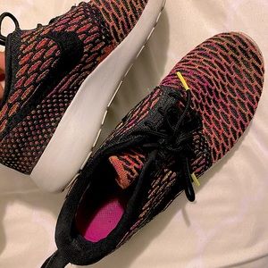 Nike Multicolor Flyknit Roshe Purple Orange Shoes